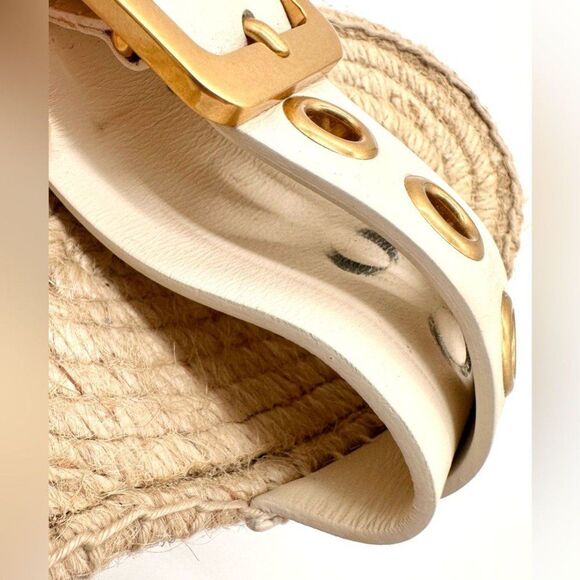 CHRISTIAN DIOR D-Dior Espadrille Platform Sandals White Leather EU 38 US 8 - Picture 9 of 12